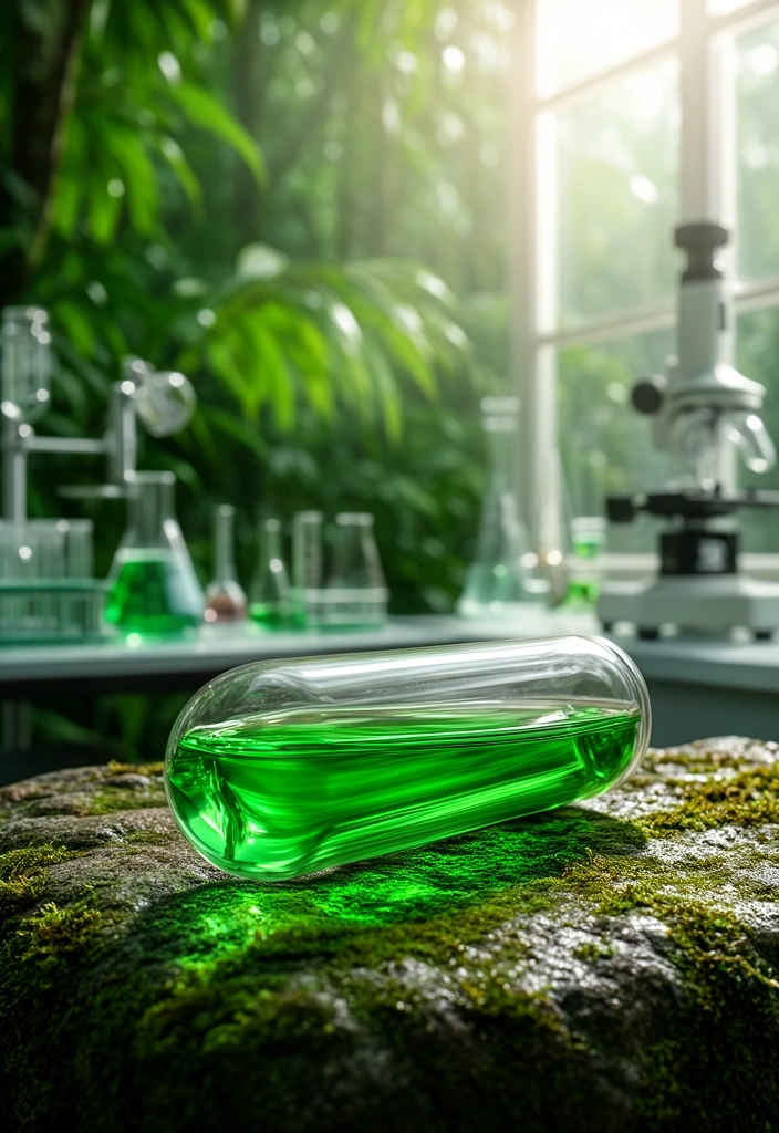 Primer plano de vial con extracto natural